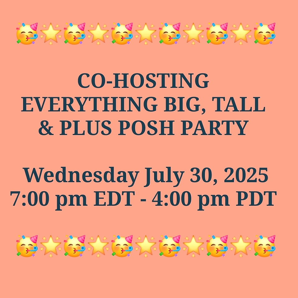 Co-Hosting "Everything Big, Tall & Plus Posh Party" Today At 7 Pm Edt